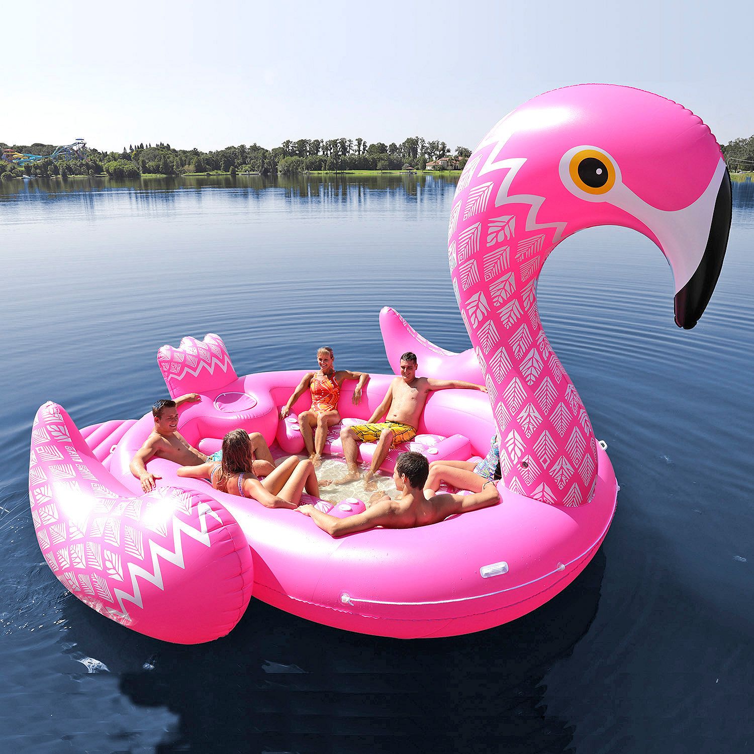 Opblaasbaar eiland flamingo